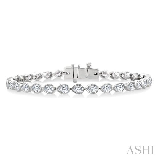 Pear Shape East-West Bezel Set Diamond Tennis Bracelet