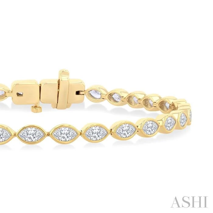 Marquise Shape East-West Bezel Set Diamond Tennis Bracelet