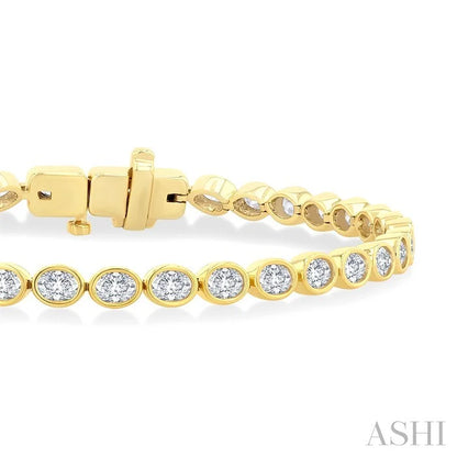 Oval Shape East-West Bezel Set Diamond Tennis Bracelet