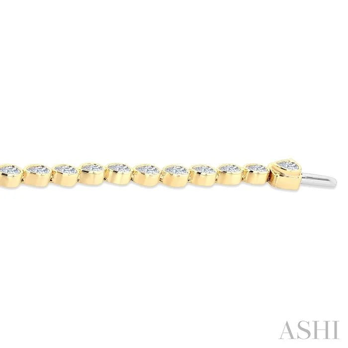 Pear Shape East-West Bezel Set Diamond Tennis Bracelet