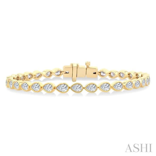 Pear Shape East-West Bezel Set Diamond Tennis Bracelet