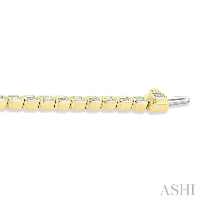 Emerald Shape East-West Bezel Set Diamond Tennis Bracelet
