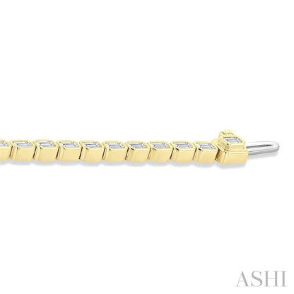 Emerald Shape East-West Bezel Set Diamond Tennis Bracelet