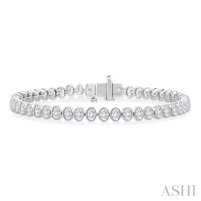 Oval Shape North-South Bezel Set Diamond Tennis Bracelet