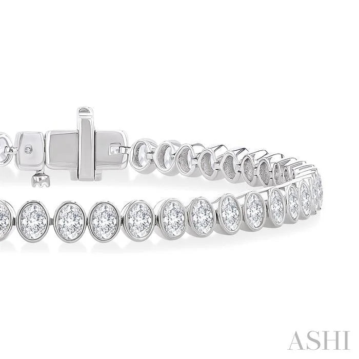 Oval Shape North-South Bezel Set Diamond Tennis Bracelet