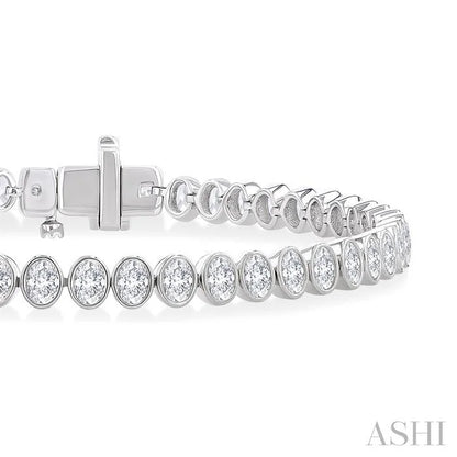 Oval Shape North-South Bezel Set Diamond Tennis Bracelet
