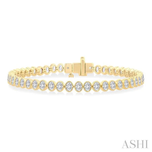 Oval Shape North-South Bezel Set Diamond Tennis Bracelet