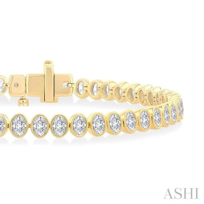 Oval Shape North-South Bezel Set Diamond Tennis Bracelet