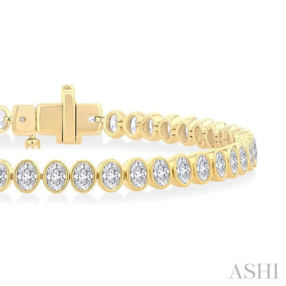 Oval Shape North-South Bezel Set Diamond Tennis Bracelet