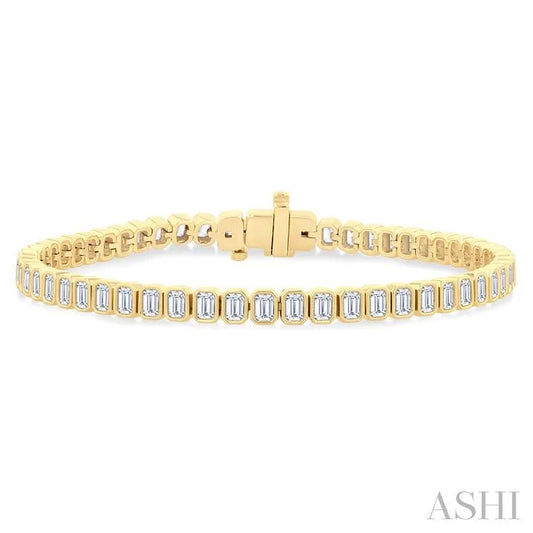 Emerald Shape North-South Bezel Set Diamond Tennis Bracelet