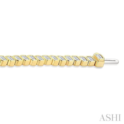 Emerald Shape North-South Bezel Set Diamond Tennis Bracelet
