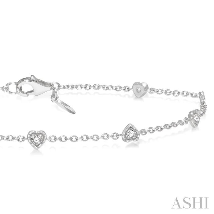 Heart Shape Diamond Station Chain Bracelet