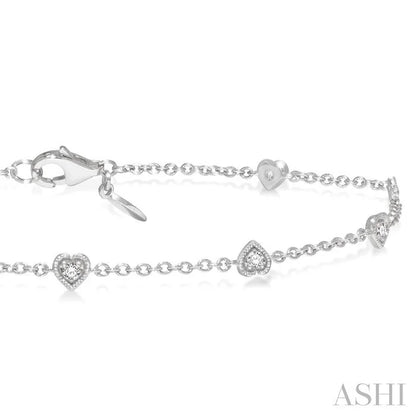 Heart Shape Diamond Station Chain Bracelet