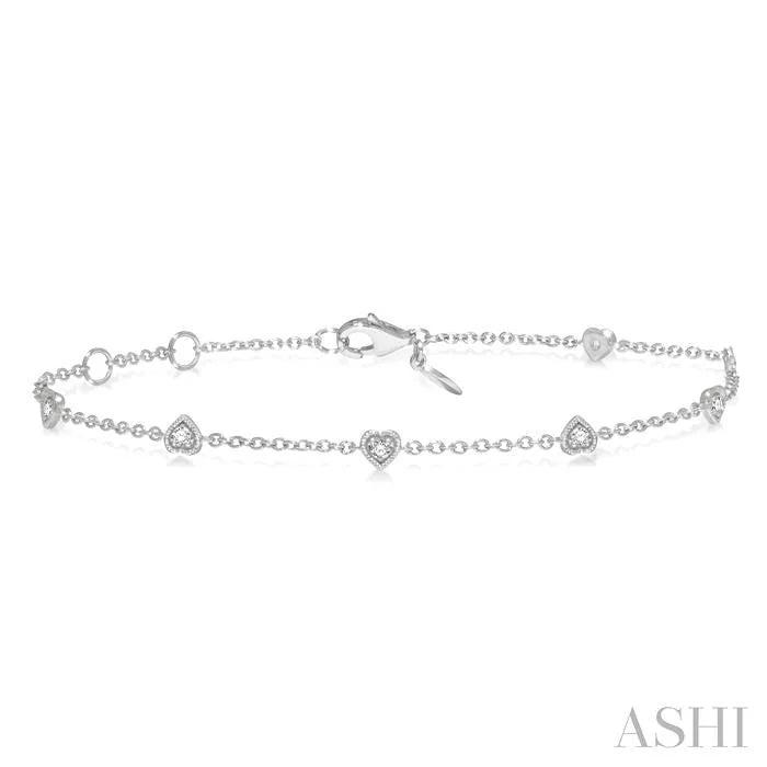 Heart Shape Diamond Station Chain Bracelet