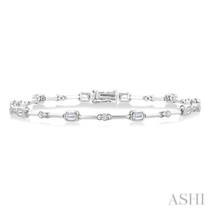 Emerald Shape Bezel Set Diamond Bracelet