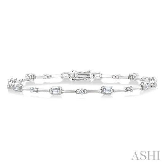 Emerald Shape Bezel Set Diamond Bracelet