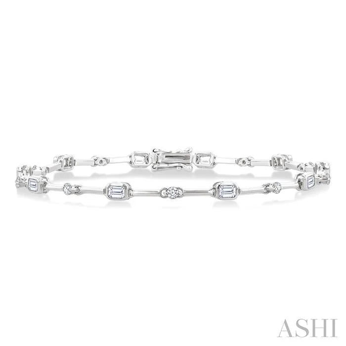 Emerald Shape Bezel Set Diamond Bracelet