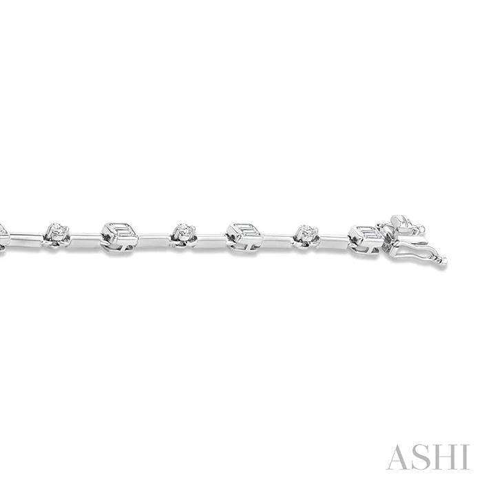Emerald Shape Bezel Set Diamond Bracelet
