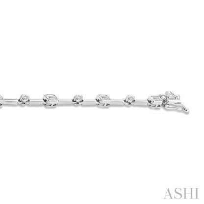 Emerald Shape Bezel Set Diamond Bracelet