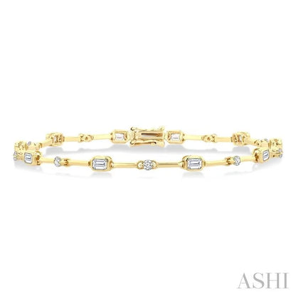 Emerald Shape Bezel Set Diamond Bracelet