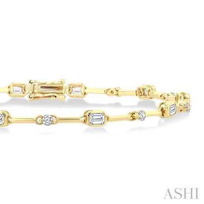 Emerald Shape Bezel Set Diamond Bracelet
