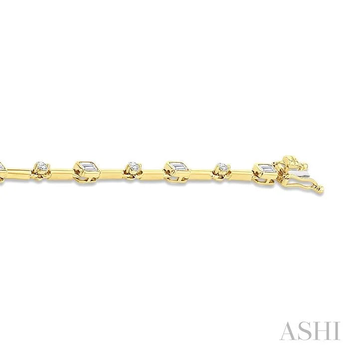 Emerald Shape Bezel Set Diamond Bracelet