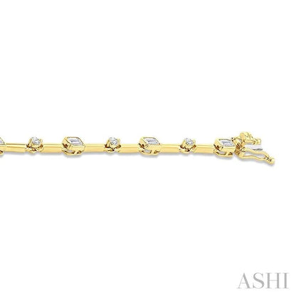 Emerald Shape Bezel Set Diamond Bracelet