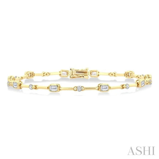 Emerald Shape Bezel Set Diamond Bracelet
