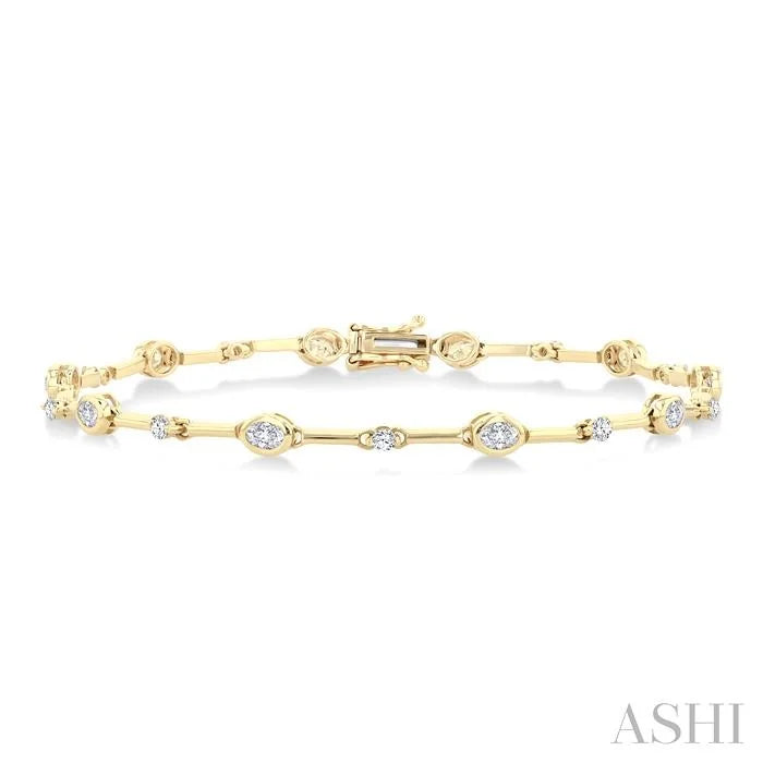 Oval Shape Bezel Set Diamond Bracelet