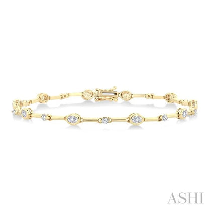 Oval Shape Bezel Set Diamond Bracelet