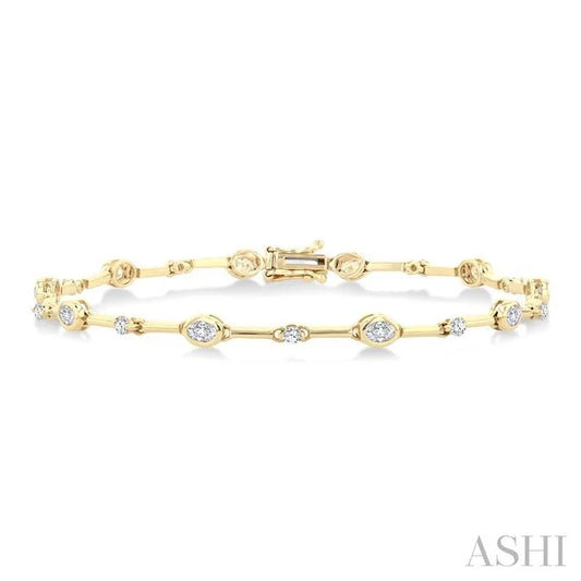 Oval Shape Bezel Set Diamond Bracelet