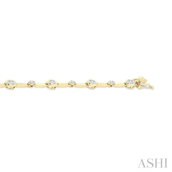 Oval Shape Bezel Set Diamond Bracelet