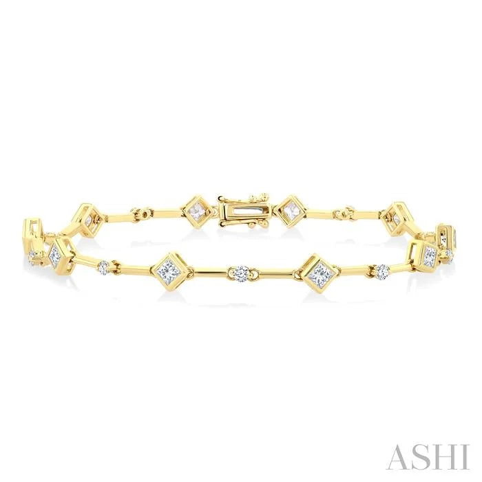 Princess Shape Bezel Set Diamond Bracelet