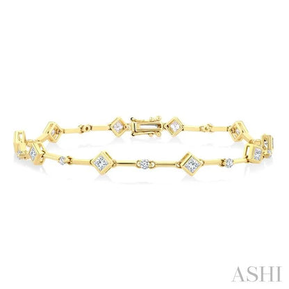 Princess Shape Bezel Set Diamond Bracelet