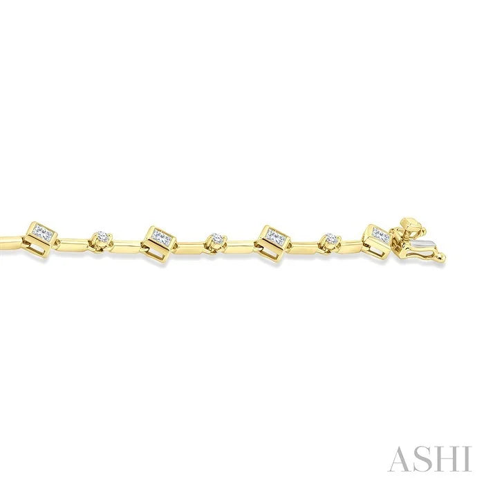 Princess Shape Bezel Set Diamond Bracelet
