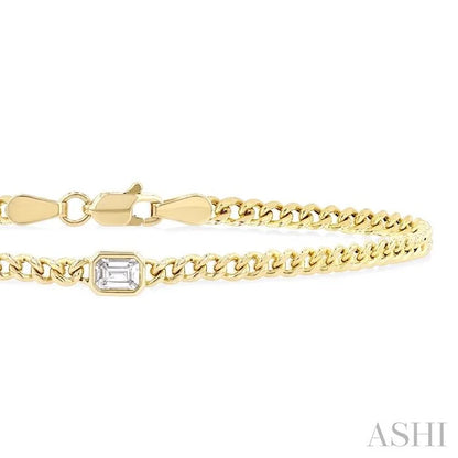 Emerald Shape Curb Diamond Fashion Bracelet