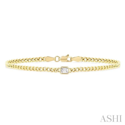 Emerald Shape Curb Diamond Fashion Bracelet