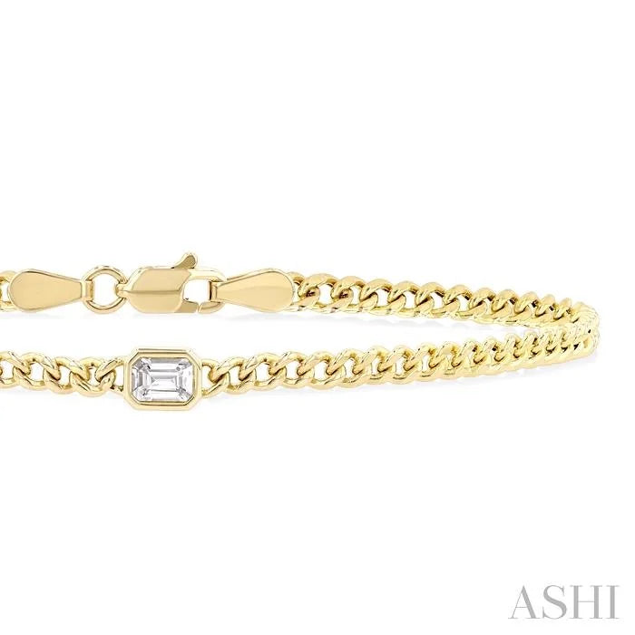 Emerald Shape Curb Diamond Fashion Bracelet