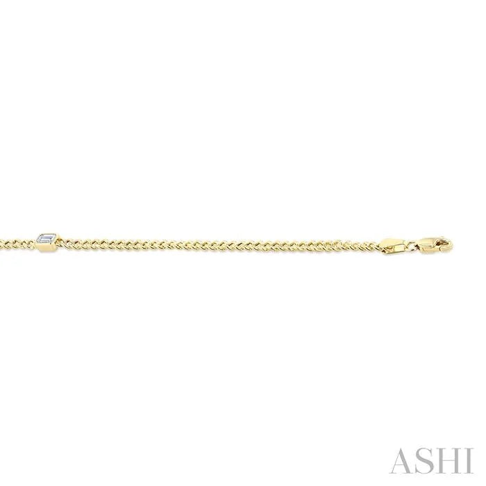 Emerald Shape Curb Diamond Fashion Bracelet