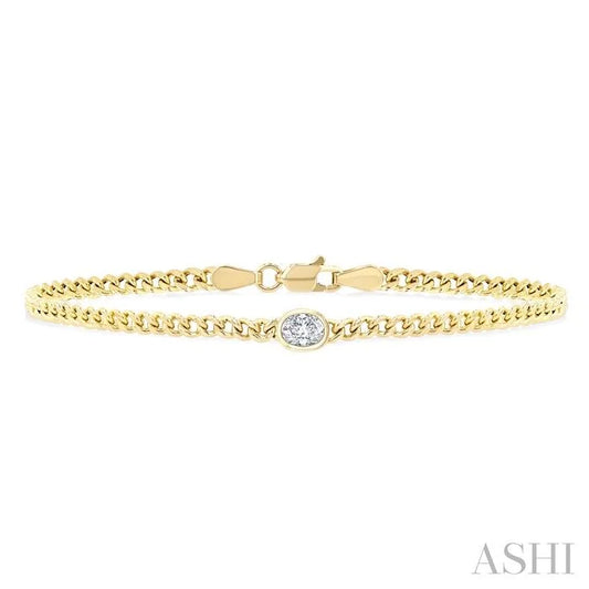 Oval Shape Curb Diamond Fashion Bracelet