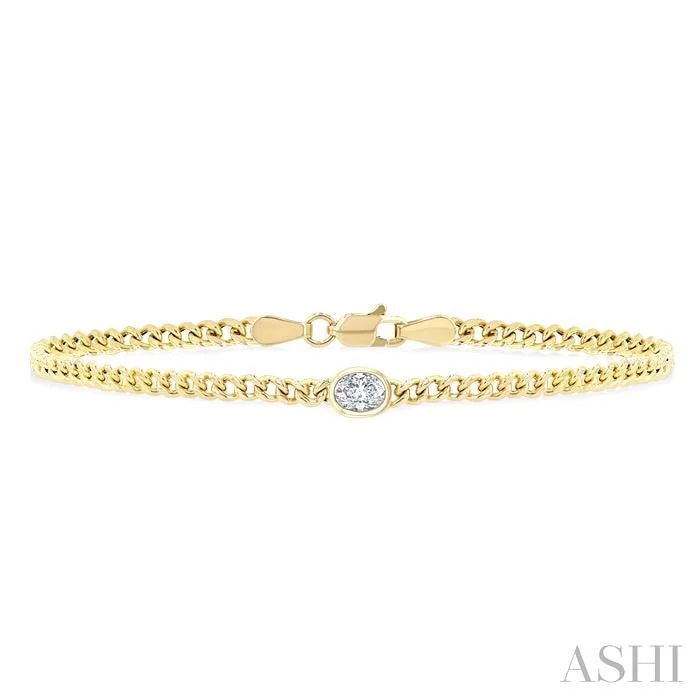Oval Shape Curb Diamond Fashion Bracelet