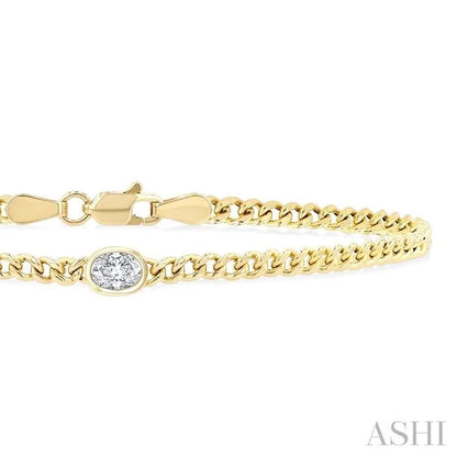 Oval Shape Curb Diamond Fashion Bracelet