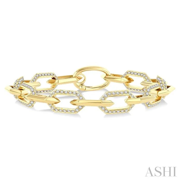 Aeris Gold Hexagon Shape Link Diamond Fashion Bracelet