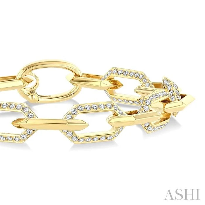 Aeris Gold Hexagon Shape Link Diamond Fashion Bracelet