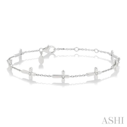 Cross Petite Diamond Fashion Station Chain Bracelet