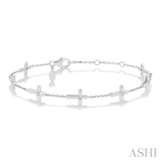 Cross Petite Diamond Fashion Station Chain Bracelet