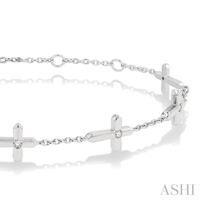 Cross Petite Diamond Fashion Station Chain Bracelet
