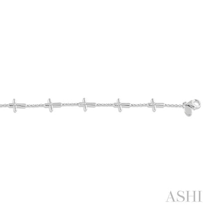 Cross Petite Diamond Fashion Station Chain Bracelet