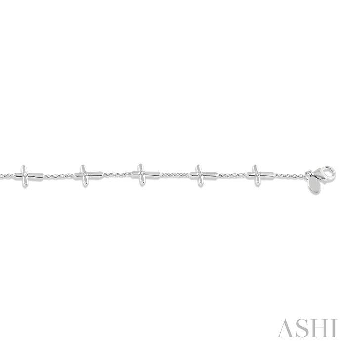 Cross Petite Diamond Fashion Station Chain Bracelet
