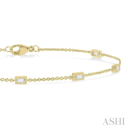 Petite Baguette Diamond Station Fashion Chain Bracelet